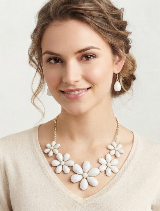 FLORAL STATEMENT NECKLACE AND EARRING SET